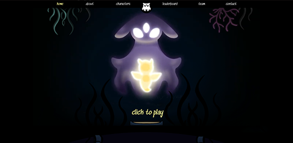 Abyssal landing page with the protagonist and play button.